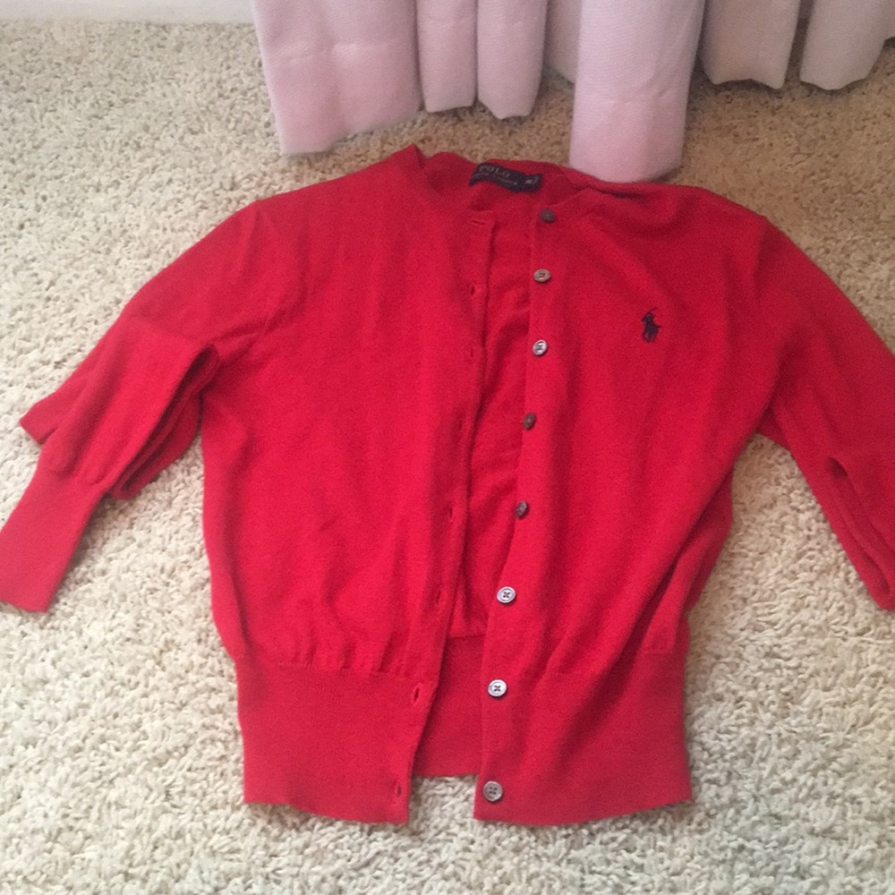 Red cardigan